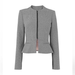 L. K. Bennett Gaia Houndstooth Zip Peplum Blazer